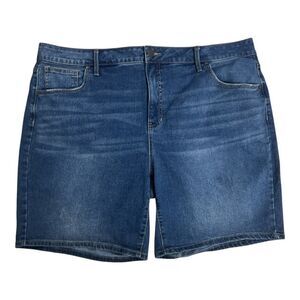 Terra & Sky Blue Denim High-Ruse Women Bermuda Plus Size 22W Cotton Stretch